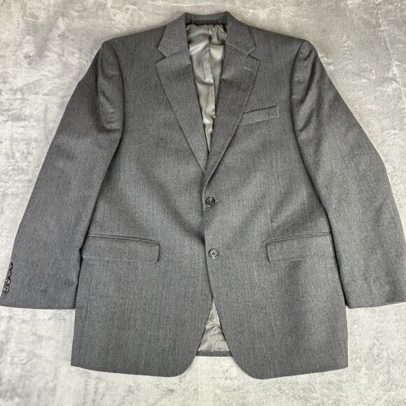CHAPS Sport Coat Mens 42R Gray 100% Wool Jacket‎ 2 Button Fully Lined - Picture 1 of 10